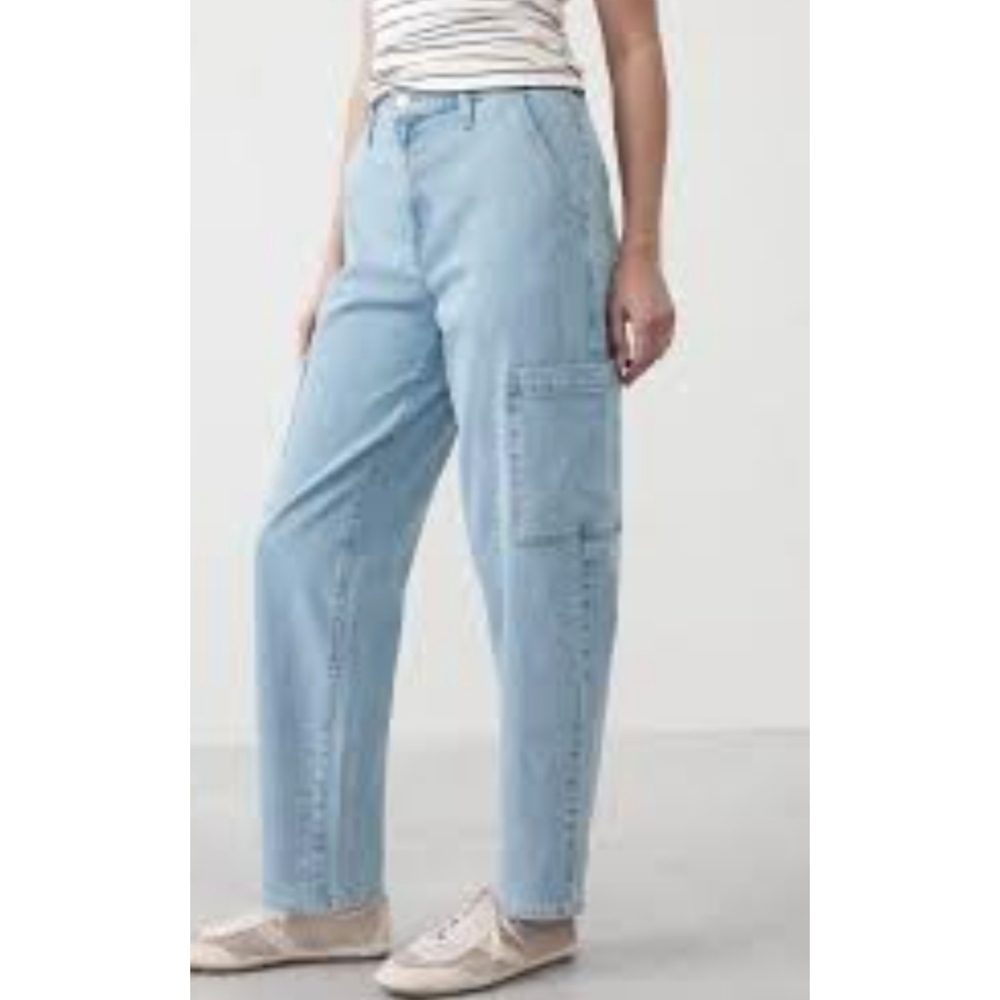 Banana Republic Slim Barrel High Waist Cargo Jeans Sz 28 - Picture 2 of 15